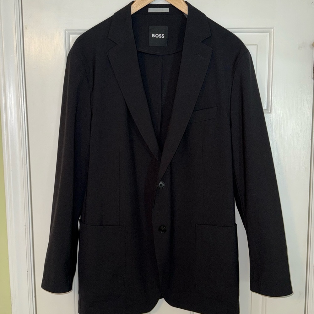 Boss Men’s Performance Tech Wool Two-Button Sport Coat (Black) - 44R